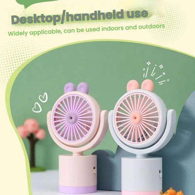 Cartoon Rabbit Desktop Fan USB Charging Handheld Fan Up And Down Adjustable Wind Direction(Pink)