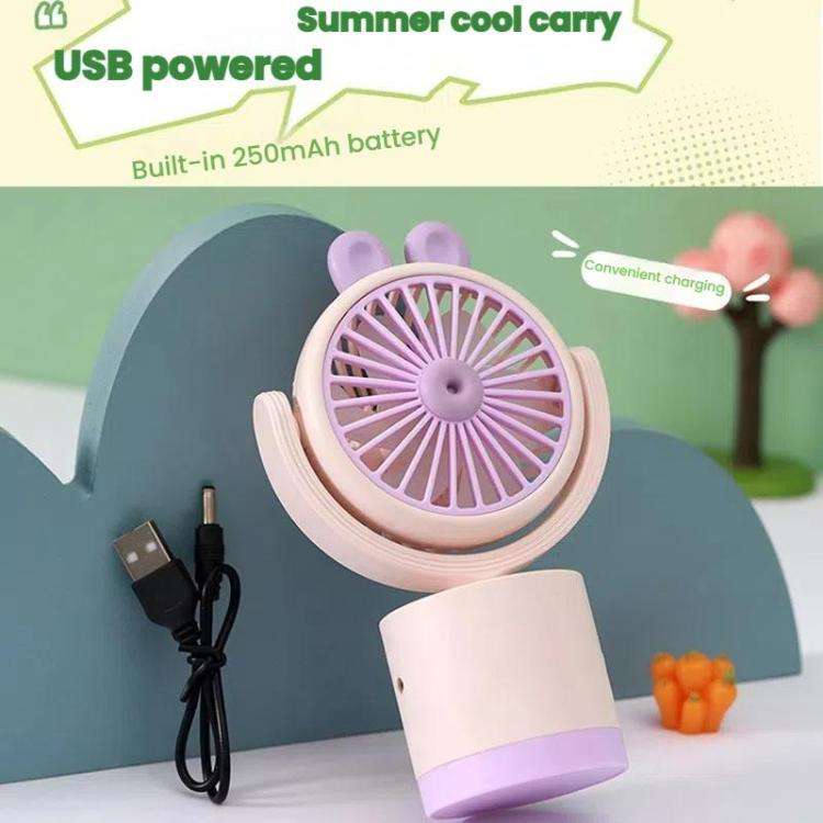Cartoon Rabbit Desktop Fan USB Charging Handheld Fan Up And Down Adjustable Wind Direction(Green)