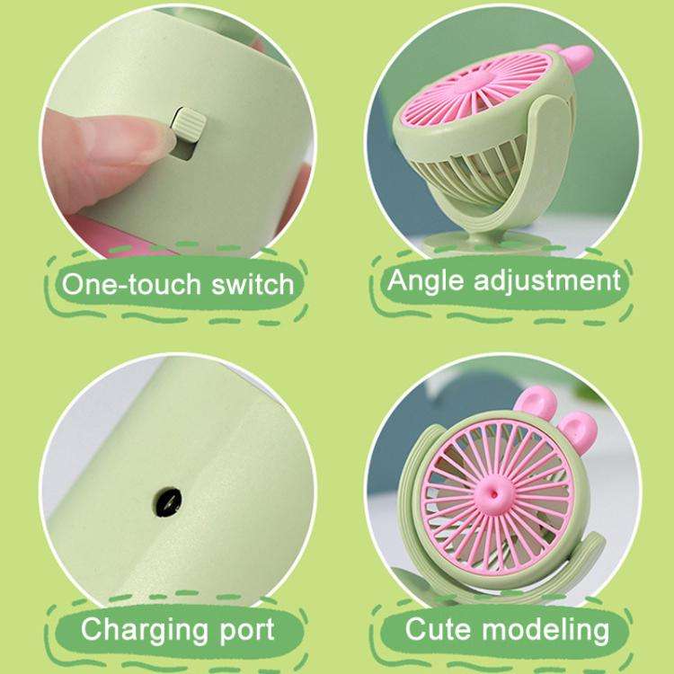 Cartoon Rabbit Desktop Fan USB Charging Handheld Fan Up And Down Adjustable Wind Direction(Green)