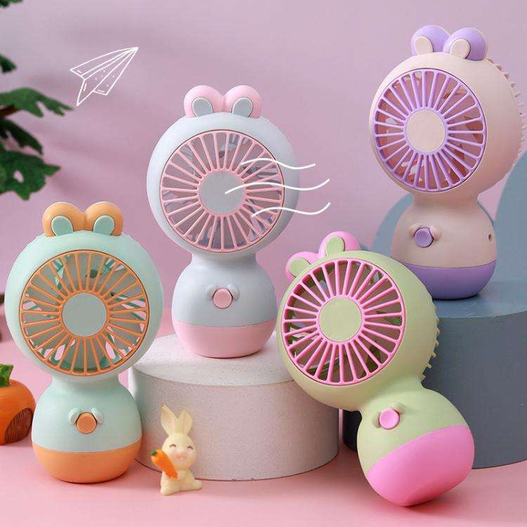 Cute Cartoon Rabbit Desktop Fan Children Summer Cool Gifts Handheld Rechargeable Fan(Light Blue)