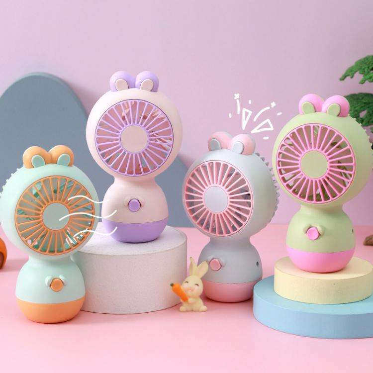 Cute Cartoon Rabbit Desktop Fan Children Summer Cool Gifts Handheld Rechargeable Fan(Light Blue)