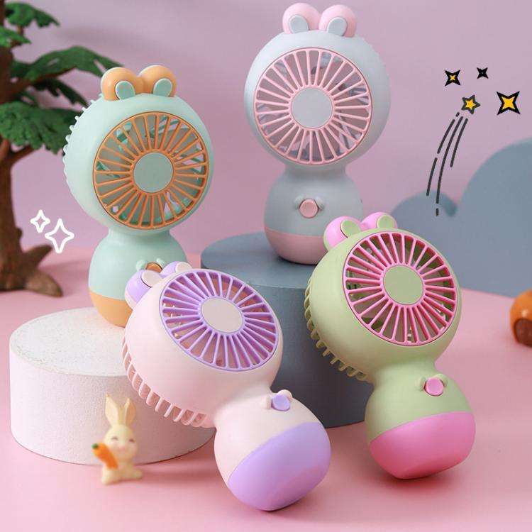 Cute Cartoon Rabbit Desktop Fan Children Summer Cool Gifts Handheld Rechargeable Fan(Light Blue)