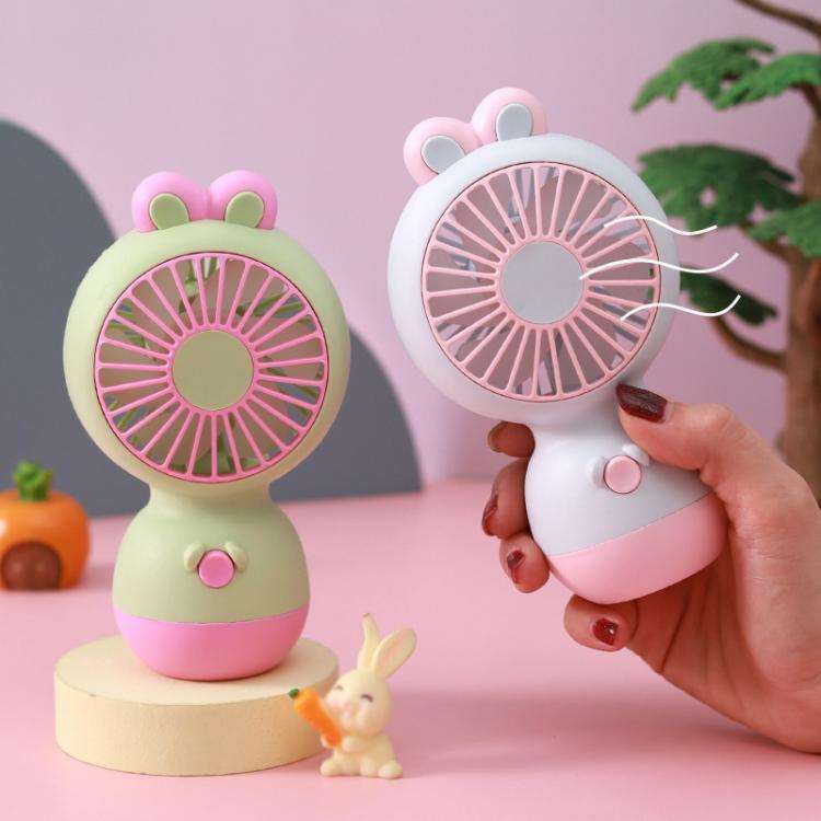 Cute Cartoon Rabbit Desktop Fan Children Summer Cool Gifts Handheld Rechargeable Fan(Light Blue)
