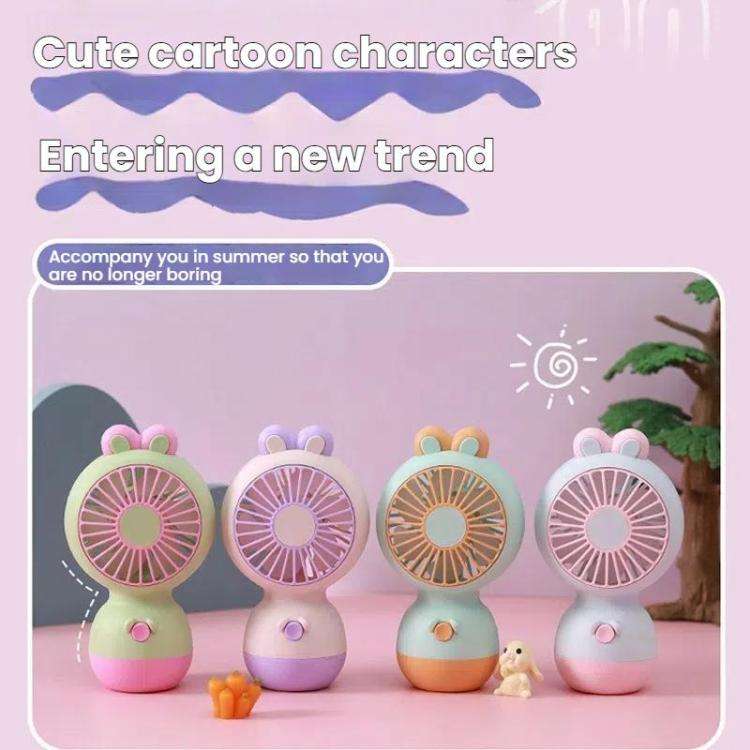 Cute Cartoon Rabbit Desktop Fan Children Summer Cool Gifts Handheld Rechargeable Fan(Light Blue)