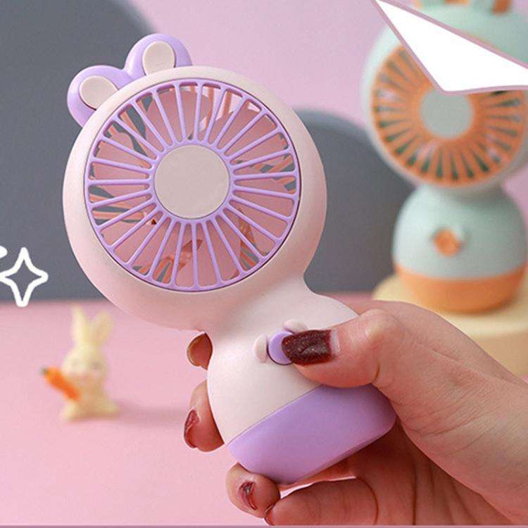 Cute Cartoon Rabbit Desktop Fan Children Summer Cool Gifts Handheld Rechargeable Fan(Light Blue)