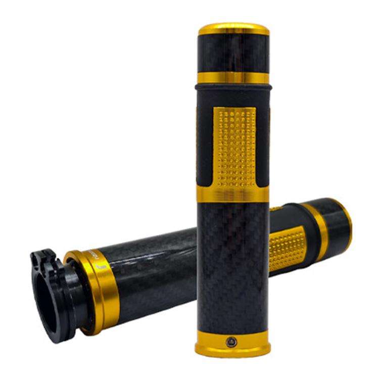 1pair Universal Motorcycle Carbon Fiber Grip Cover Throttle Turn Decorative Cover(Gold)