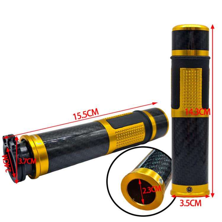 1pair Universal Motorcycle Carbon Fiber Grip Cover Throttle Turn Decorative Cover(Gold)