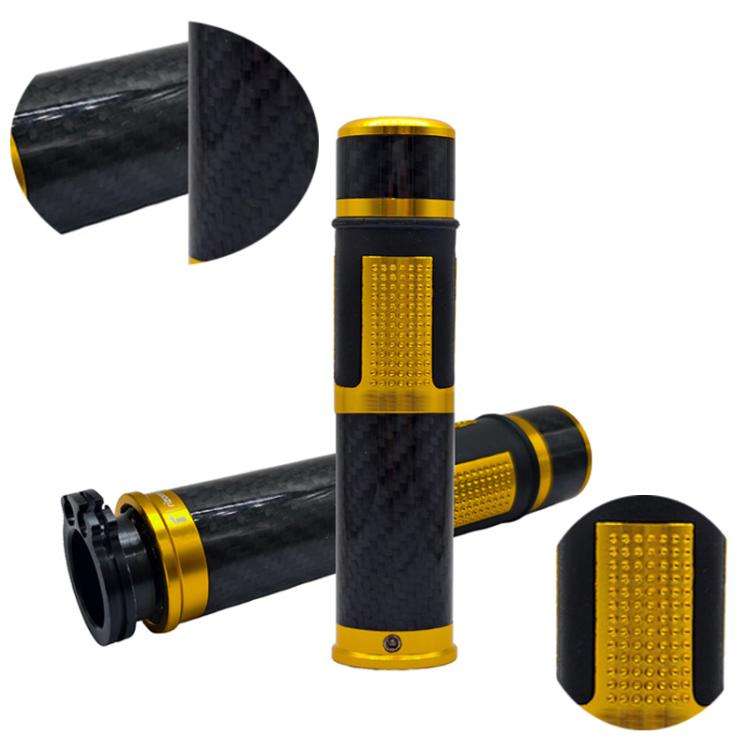 1pair Universal Motorcycle Carbon Fiber Grip Cover Throttle Turn Decorative Cover(Gold)