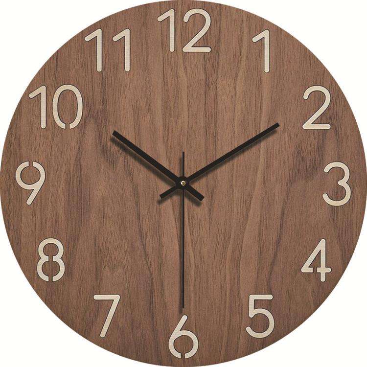 12-inch Imitation Wood Grain Texture Decorative Wall Clock Silent Quartz Clock Holiday Gift HR-CMW07