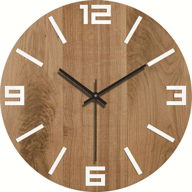 12-inch Imitation Wood Grain Texture Decorative Wall Clock Silent Quartz Clock Holiday Gift HR-CMW10