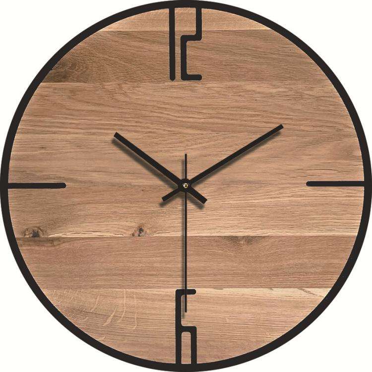 12-inch Imitation Wood Grain Texture Decorative Wall Clock Silent Quartz Clock Holiday Gift HR-CMW14