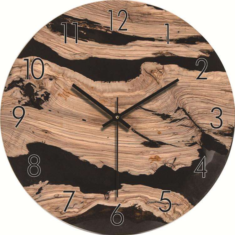12-inch Imitation Wood Grain Texture Decorative Wall Clock Silent Quartz Clock Holiday Gift HR-CMW15