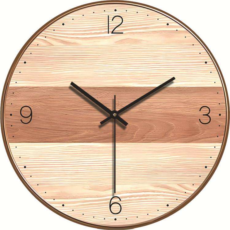 12-inch Imitation Wood Grain Texture Decorative Wall Clock Silent Quartz Clock Holiday Gift HR-CMW20
