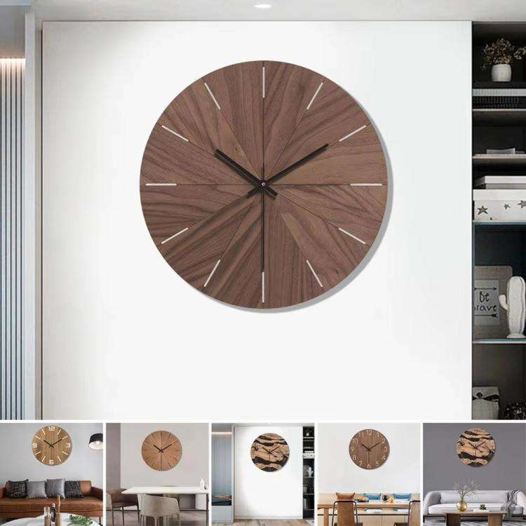 12-inch Imitation Wood Grain Texture Decorative Wall Clock Silent Quartz Clock Holiday Gift HR-CMW14