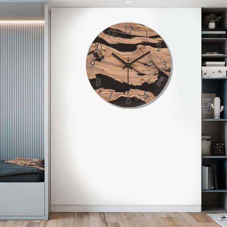 12-inch Imitation Wood Grain Texture Decorative Wall Clock Silent Quartz Clock Holiday Gift HR-CMW14