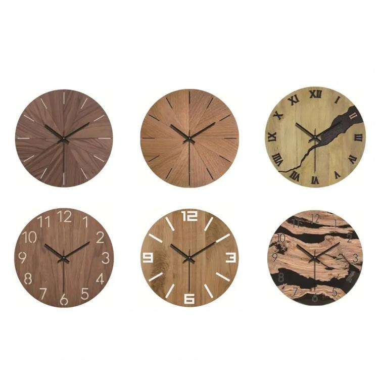 12-inch Imitation Wood Grain Texture Decorative Wall Clock Silent Quartz Clock Holiday Gift HR-CMW01