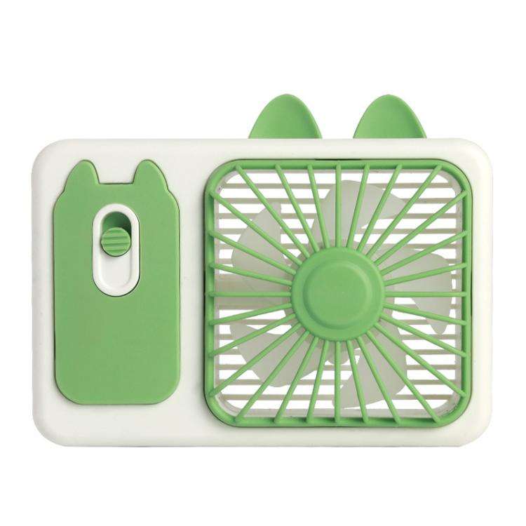 Cute Cartoon Kitten Camera Handheld Large Wind Rechargeable Fan With Stand Desktop Fan(Green)