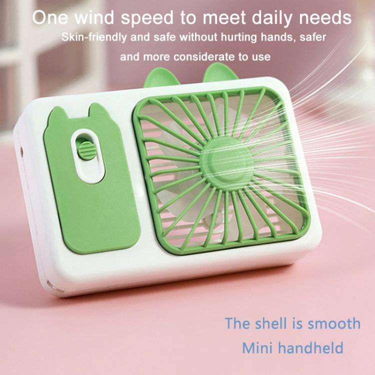 Cute Cartoon Kitten Camera Handheld Large Wind Rechargeable Fan With Stand Desktop Fan(Purple)