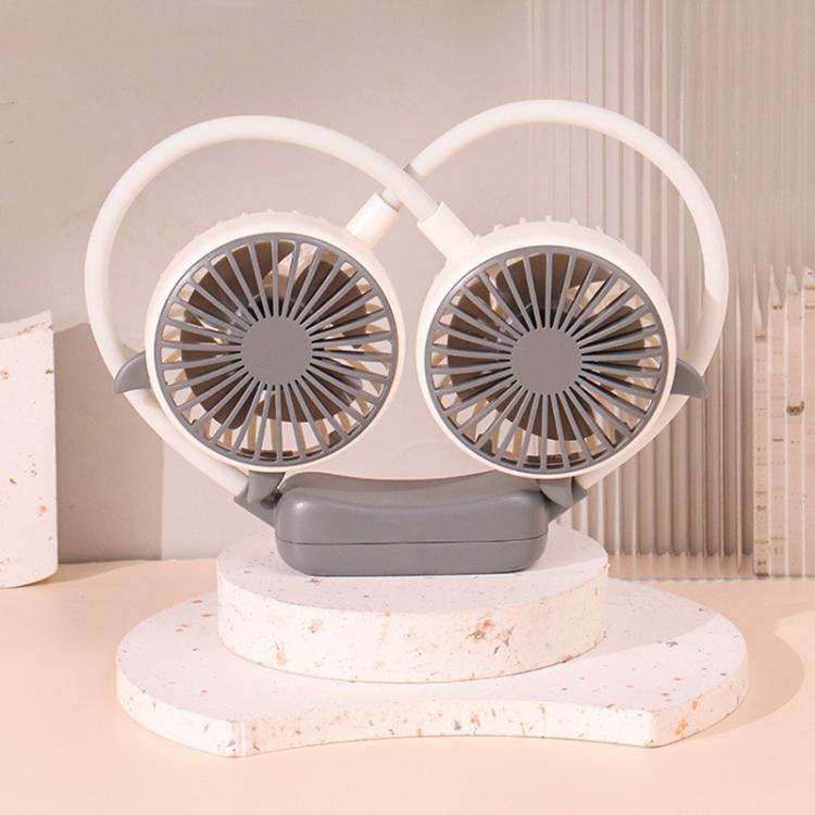 Outdoor Folding Mini Neck Fan Portable USB Rechargeable Summer Gift Fan, Color: Devil Gray White