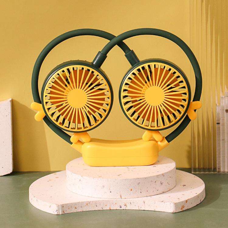 Outdoor Folding Mini Neck Fan Portable USB Rechargeable Summer Gift Fan, Color: Deer Green