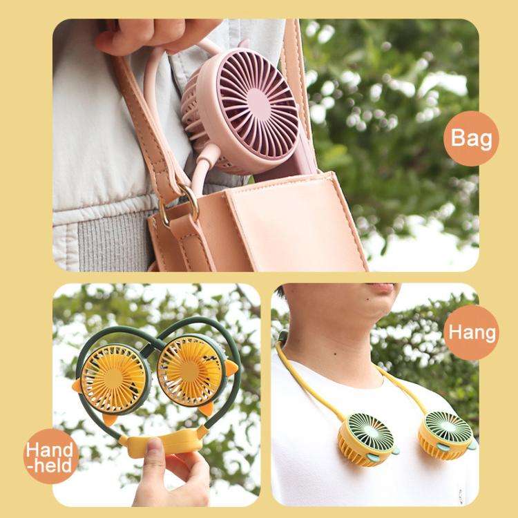 Outdoor Folding Mini Neck Fan Portable USB Rechargeable Summer Gift Fan, Color: Devil Gray White