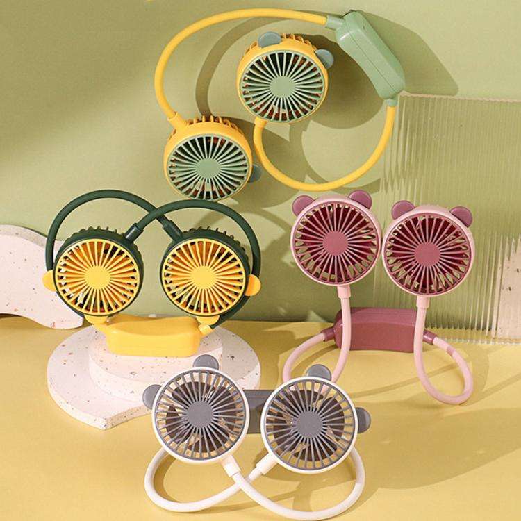Outdoor Folding Mini Neck Fan Portable USB Rechargeable Summer Gift Fan, Color: Devil Gray White
