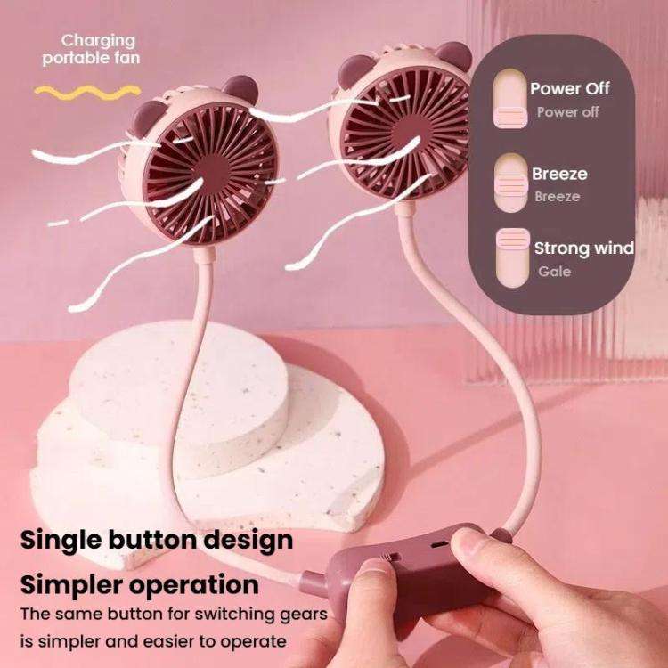 Outdoor Folding Mini Neck Fan Portable USB Rechargeable Summer Gift Fan, Color: Devil Gray White