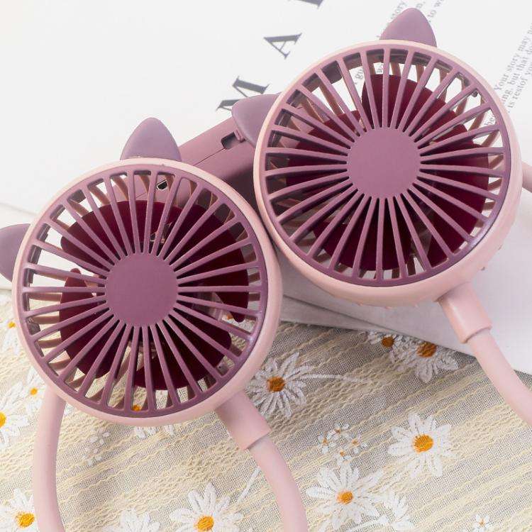 Outdoor Folding Mini Neck Fan Portable USB Rechargeable Summer Gift Fan, Color: Deer Gray White