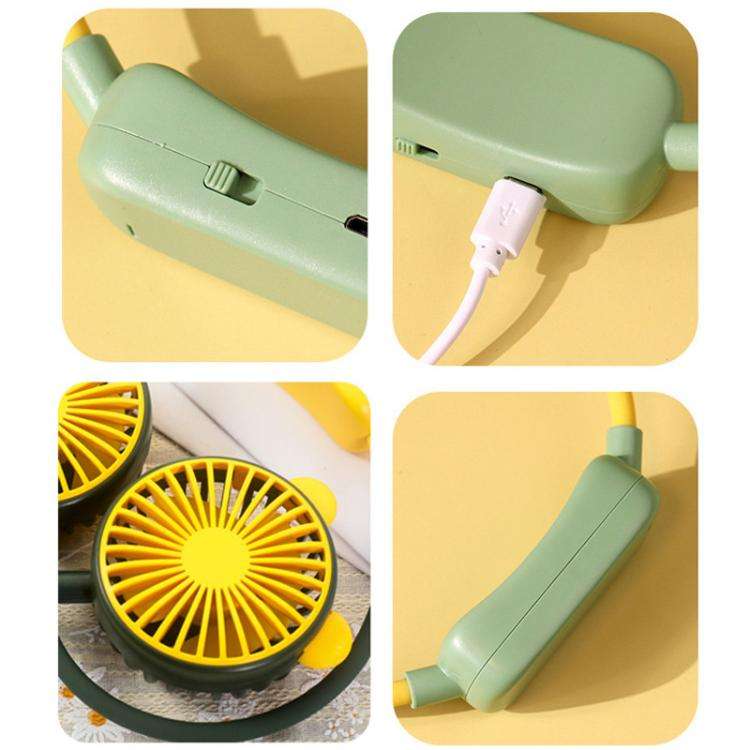 Outdoor Folding Mini Neck Fan Portable USB Rechargeable Summer Gift Fan, Color: Devil Gray White