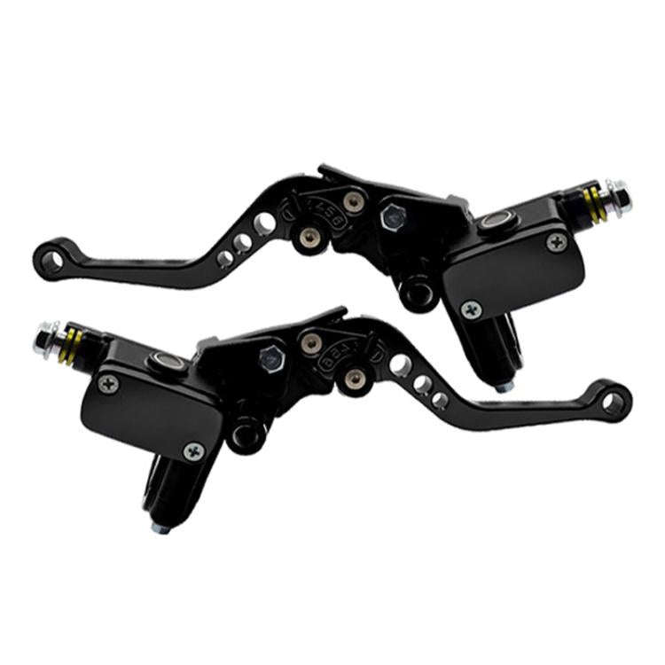 1pair Universal Aluminum Alloy Left and Right Hydraulic Clutch Motorcycle Brake Pump(Black)