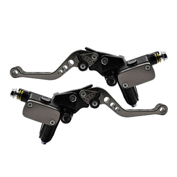 1pair Universal Aluminum Alloy Left and Right Hydraulic Clutch Motorcycle Brake Pump(Titanium)