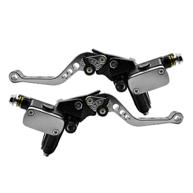 1pair Universal Aluminum Alloy Left and Right Hydraulic Clutch Motorcycle Brake Pump(Silver)