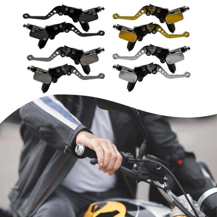 1pair Universal Aluminum Alloy Left and Right Hydraulic Clutch Motorcycle Brake Pump(Black)