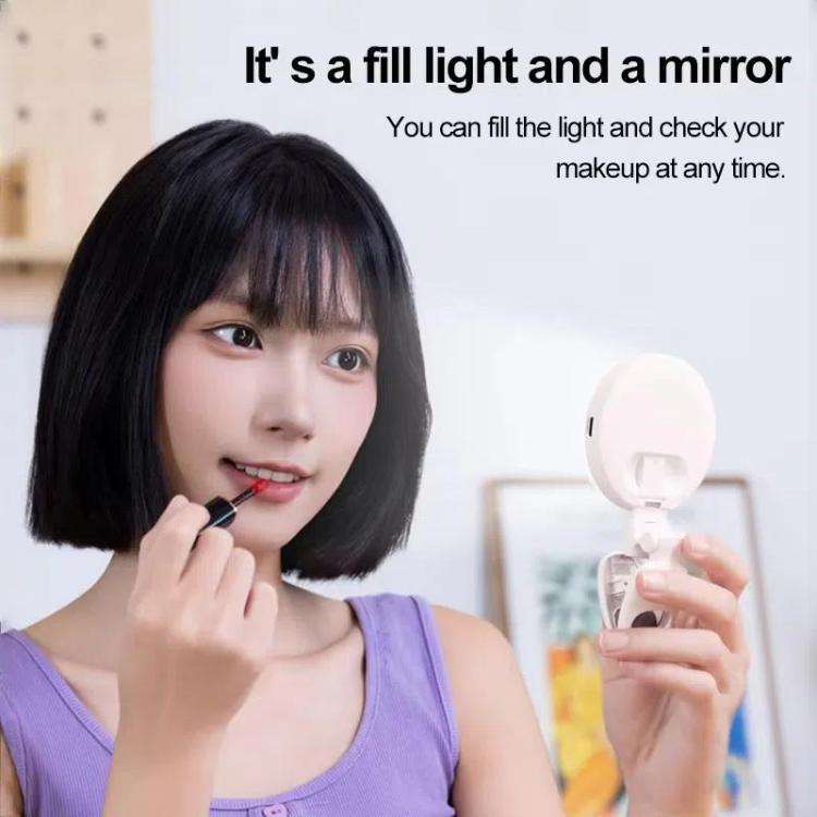 Clip-On Selfie Ring Light with Mirror Rechargeable Portable Makeup Light 3 Adjustable Color Tempe...