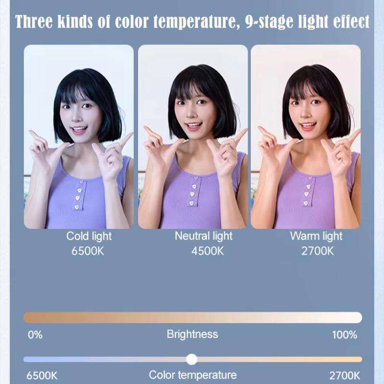 Clip-On Selfie Ring Light with Mirror Rechargeable Portable Makeup Light 3 Adjustable Color Tempe...
