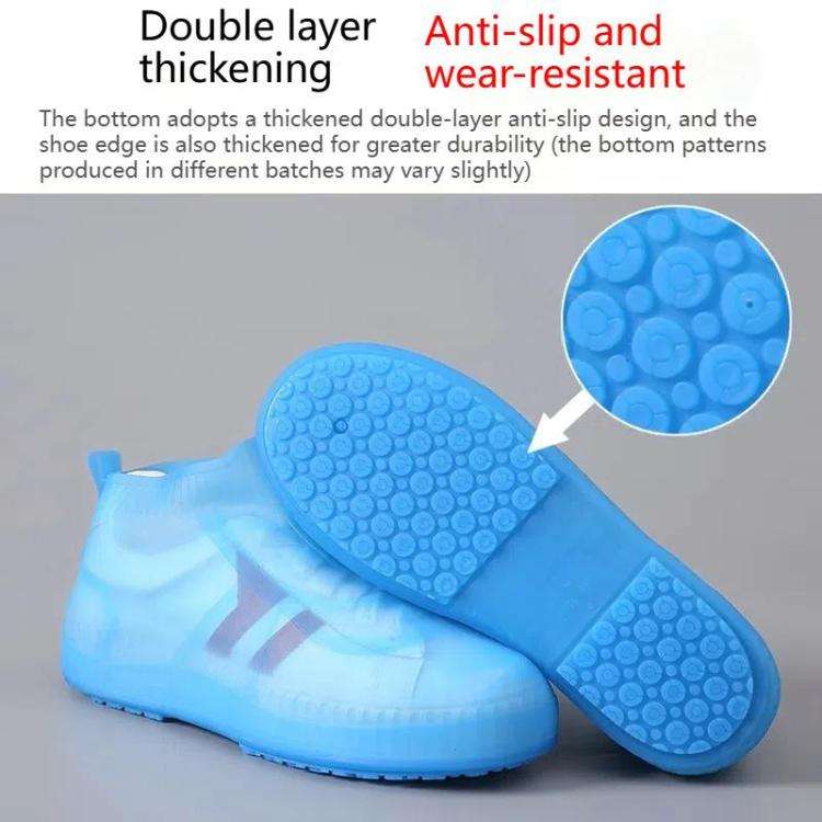 Outdoor Waterproof Non-Slip Thick Wear-Resistant Rain Shoe Covers, Size: XXL 43-45(Blue)
