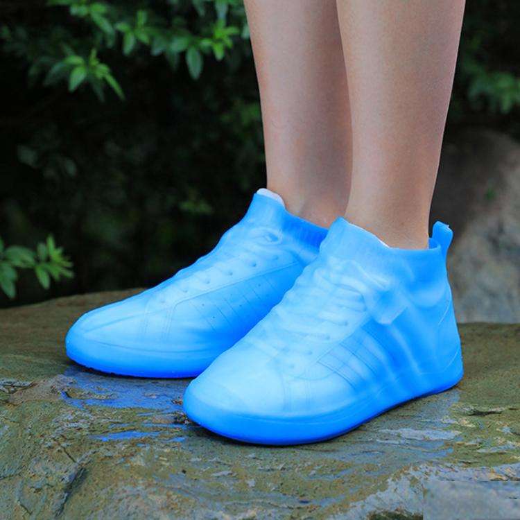Outdoor Waterproof Non-Slip Thick Wear-Resistant Rain Shoe Covers, Size: L 37-39(Blue)