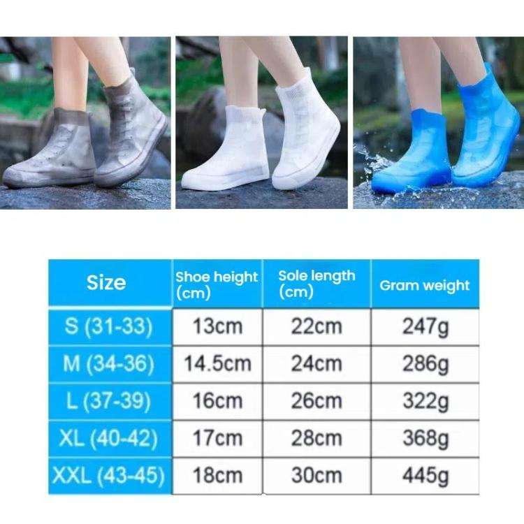 Thickened Wear-Resistant Waterproof Silicone Rain Shoe Cover, Size: S 31-33(White)