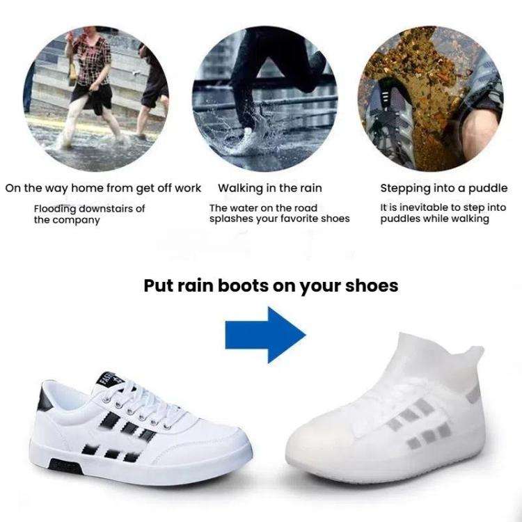 Thickened Wear-Resistant Waterproof Silicone Rain Shoe Cover, Size: S 31-33(White)