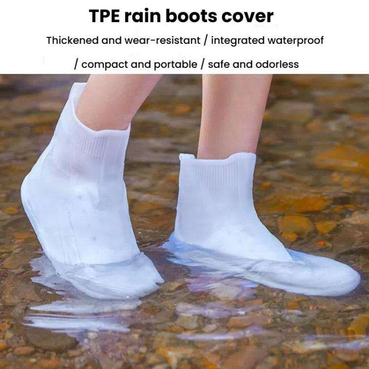 Thickened Wear-Resistant Waterproof Silicone Rain Shoe Cover, Size: S 31-33(White)