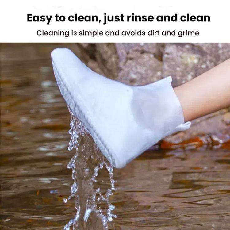 Thickened Wear-Resistant Waterproof Silicone Rain Shoe Cover, Size: XL 40-42(White)