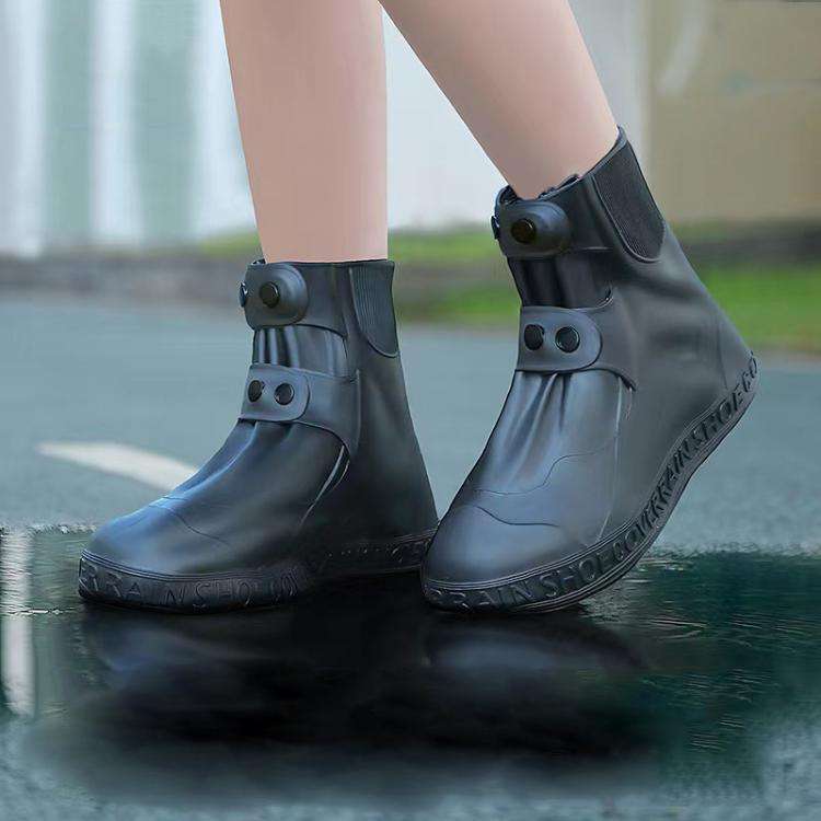 18cm Outdoor Thickened Wear-Resistant Mid-Tube Rainproof Shoe Covers, Size: M 34-36(Black)