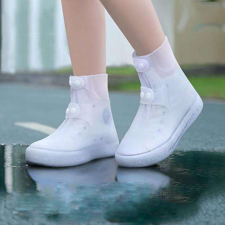 18cm Outdoor Thickened Wear-Resistant Mid-Tube Rainproof Shoe Covers, Size: L 37-39(White)