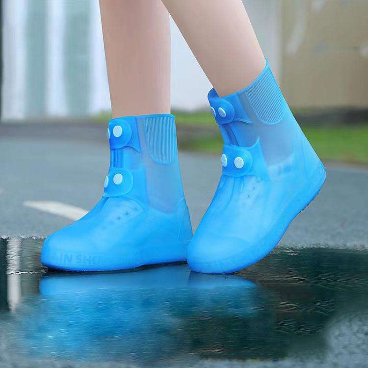 18cm Outdoor Thickened Wear-Resistant Mid-Tube Rainproof Shoe Covers, Size: XXXL 46-(Blue)