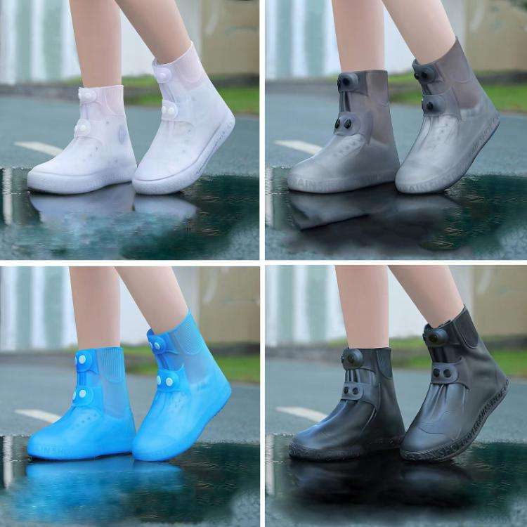 18cm Outdoor Thickened Wear-Resistant Mid-Tube Rainproof Shoe Covers, Size: XXXL 46-(Blue)