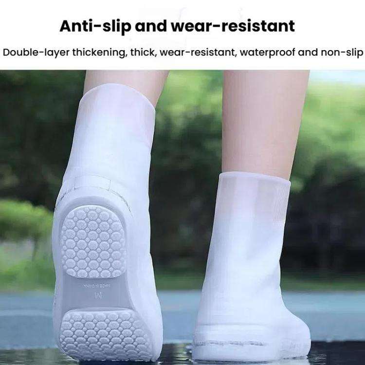 18cm Outdoor Thickened Wear-Resistant Mid-Tube Rainproof Shoe Covers, Size: XXXL 46-(Blue)