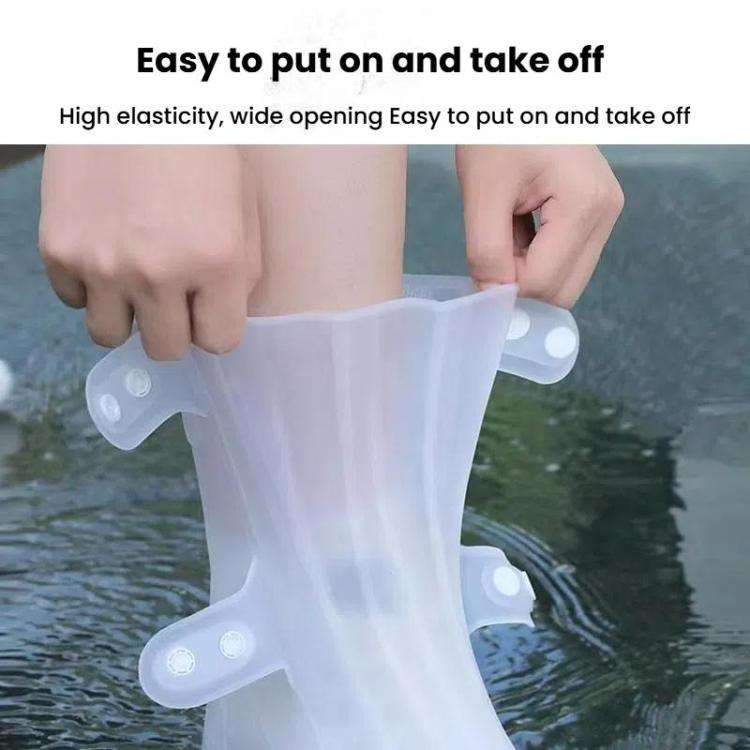18cm Outdoor Thickened Wear-Resistant Mid-Tube Rainproof Shoe Covers, Size: XXXL 46-(Blue)