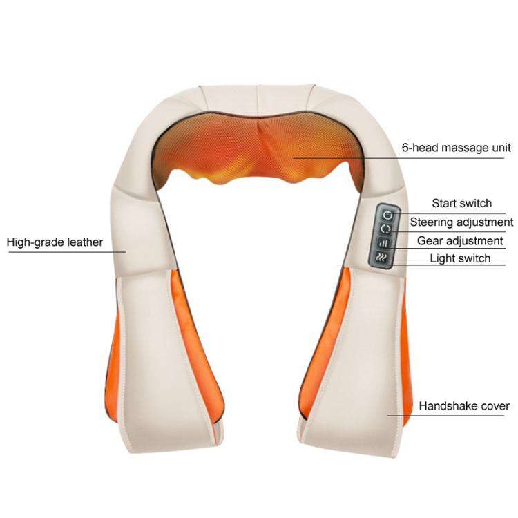Car Household Massage Shawl Heated Shoulder And Cervical Massager US Plug(Beige+Orange)
