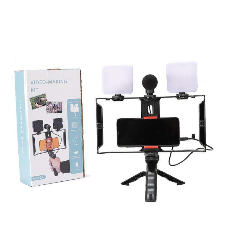 Smartphone Video Rig Kit with LED Fill Light & Microphone All-in-One Mobile Live Streaming(AY-49X)