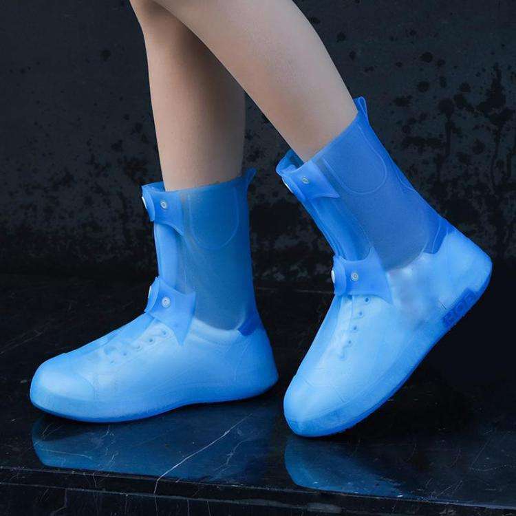 25cm Outdoor Thickened Wear-Resistant High-Tube Rainproof Shoe Cover, Size: M 34-36(Blue)